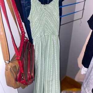 Sincerely Jules- pantsuit / wide legged & flowy. Light green and white. SMALL